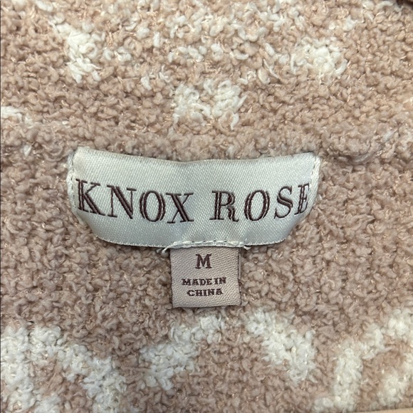 Knox Rose Cozy Fleece Ivory Taupe 1/4 Zip Damask Patterned Pullover Sweater - Picture 6 of 8